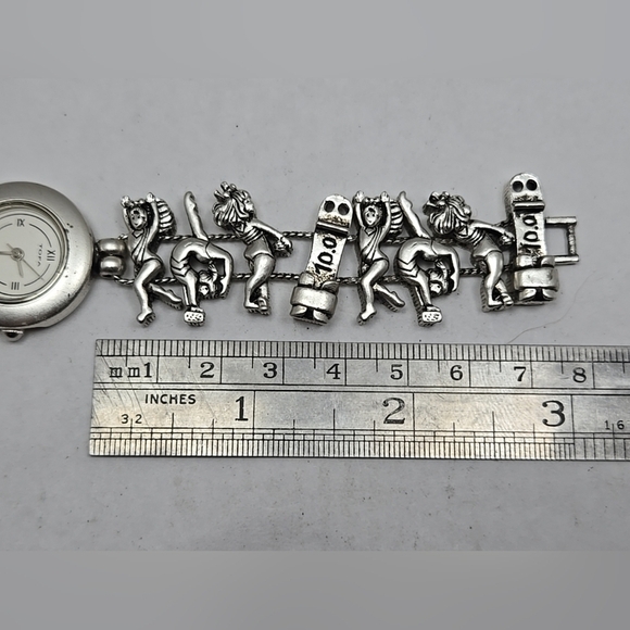 Vintage Rare Tofa Silde Gymnastics Dance Charm Bracelet Watch Silver New Battery main image 3